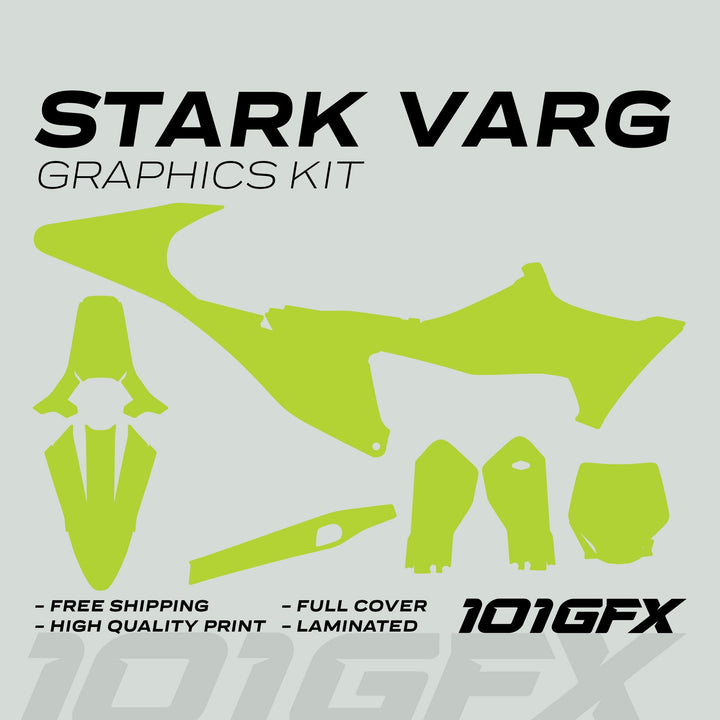 Stark Varg Graphics Kit SOLID COLOR GREEN Stickers Laminated Stark Future Varg Decals Mono Color