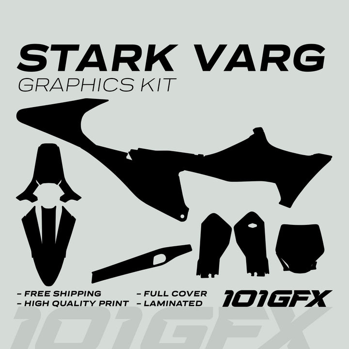 Stark Varg Graphics Kit SOLID COLOR BLACK Stickers Laminated Stark Future Varg Decals Mono Color