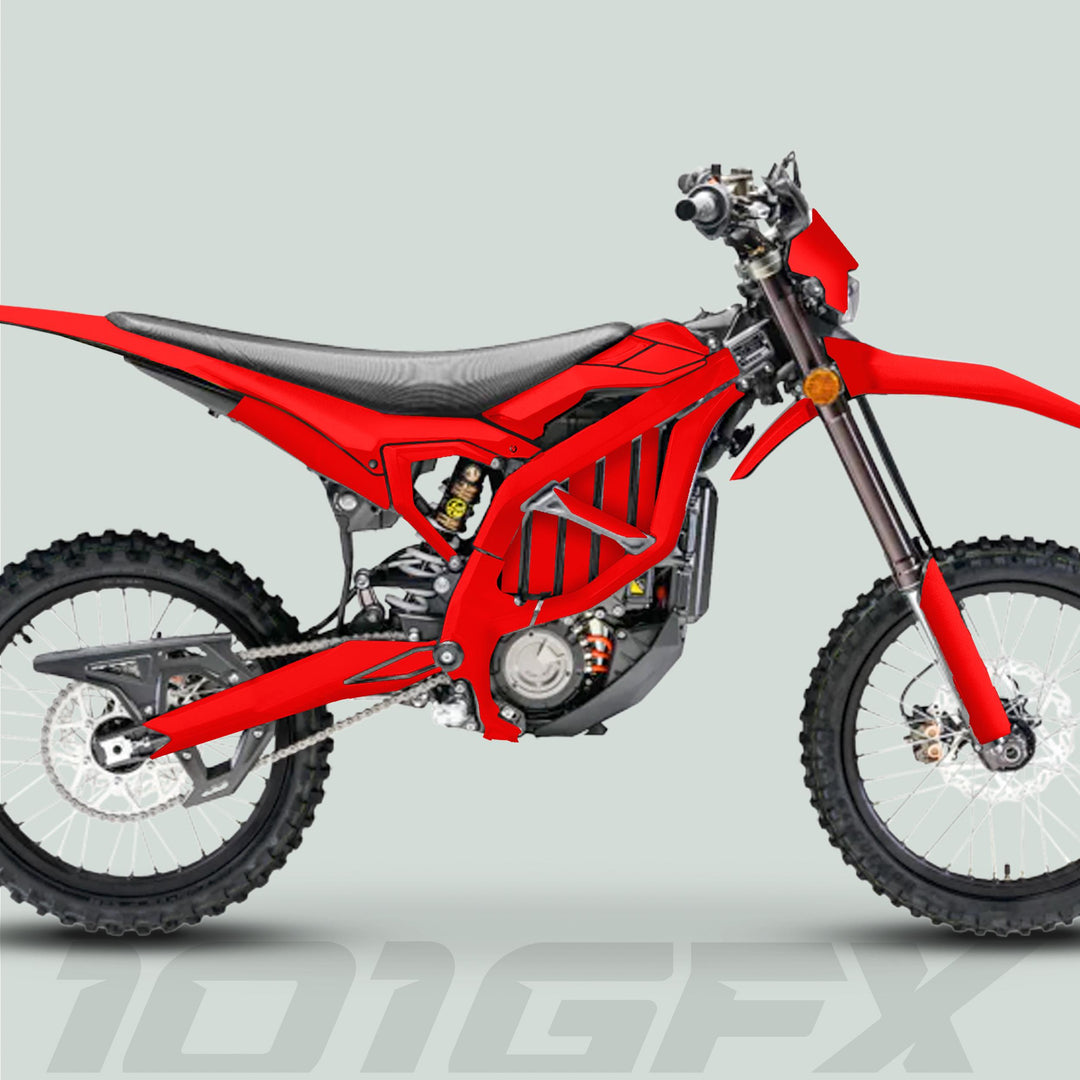 Surron Ultra Bee Graphics Kit SOLID COLOR RED Decals Stickers Laminated eBike Sur-Ron Ultra Decals Wrap Protection Mono Color