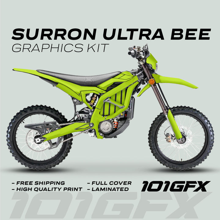 Surron Ultra Bee Graphics Kit SOLID COLOR GREEN Decals Stickers Laminated eBike Sur-Ron Ultra Decals Wrap Protection Mono Color