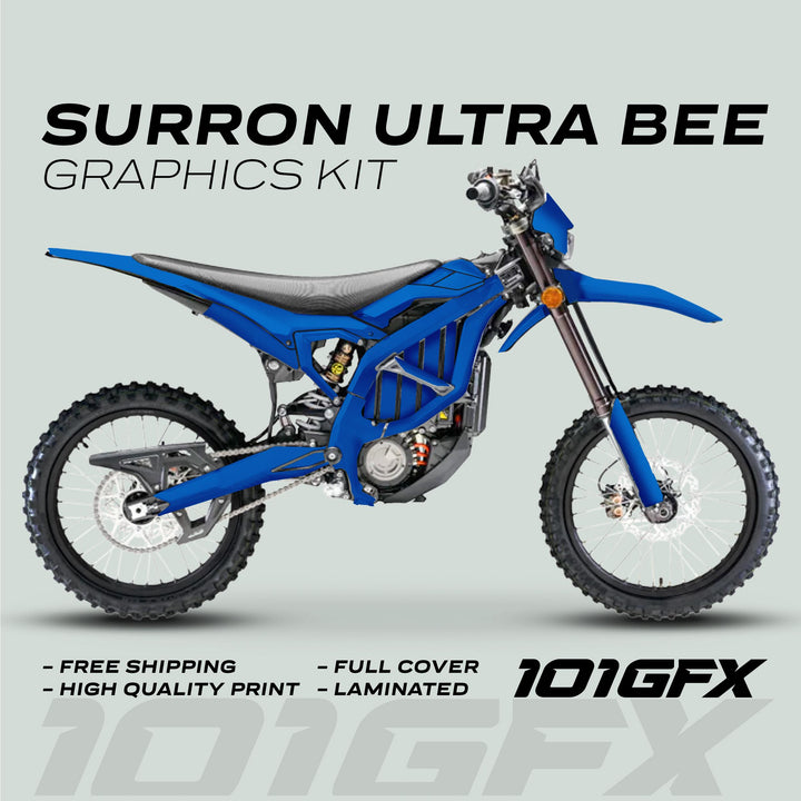 Surron Ultra Bee Graphics Kit SOLID COLOR BLUE Decals Stickers Laminated eBike Sur-Ron Ultra Decals Wrap Protection Mono Color