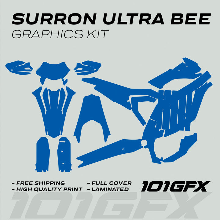 Surron Ultra Bee Graphics Kit SOLID COLOR BLUE Decals Stickers Laminated eBike Sur-Ron Ultra Decals Wrap Protection Mono Color