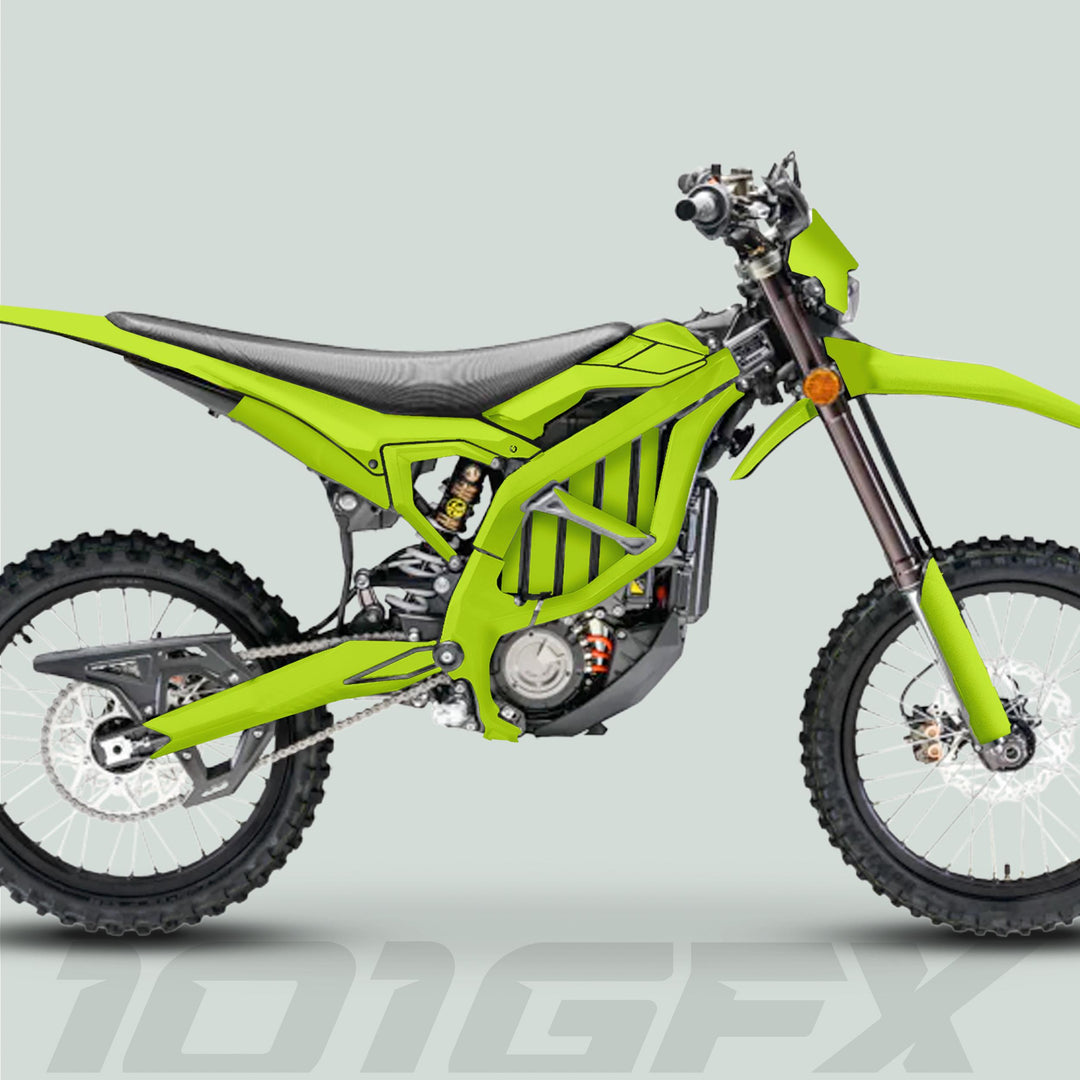 Surron Ultra Bee Graphics Kit SOLID COLOR GREEN Decals Stickers Laminated eBike Sur-Ron Ultra Decals Wrap Protection Mono Color