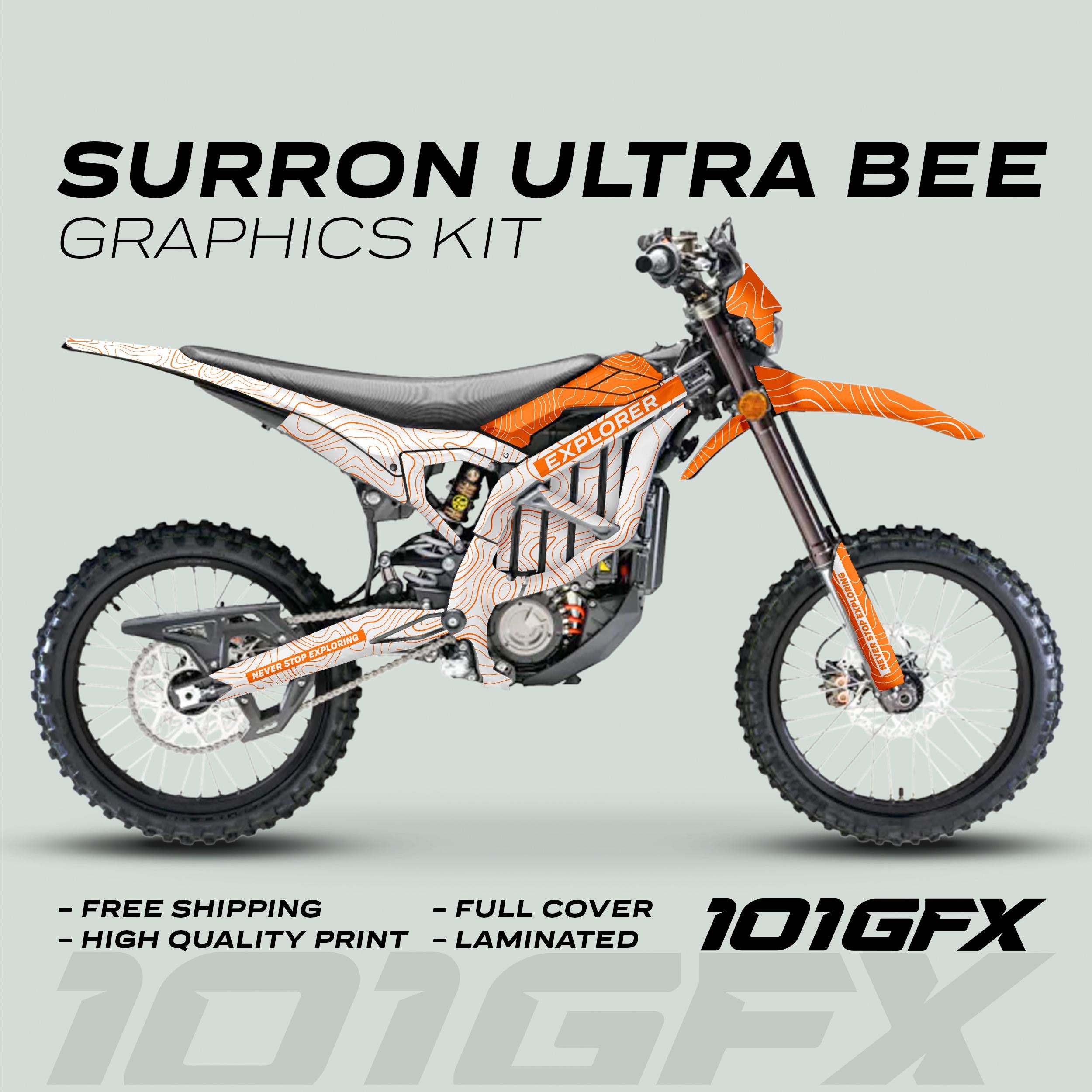 Surron Ultra Bee Graphics Kit EXPLORER WHITE ORANGE Explore Altitude D ...