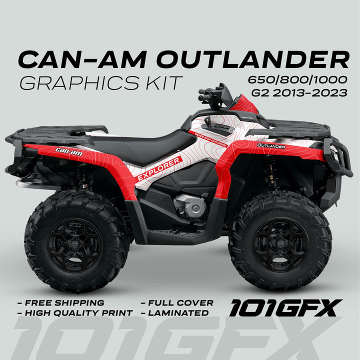Can-Am OUTLANDER G2 Graphics kit EXPLORER White Red