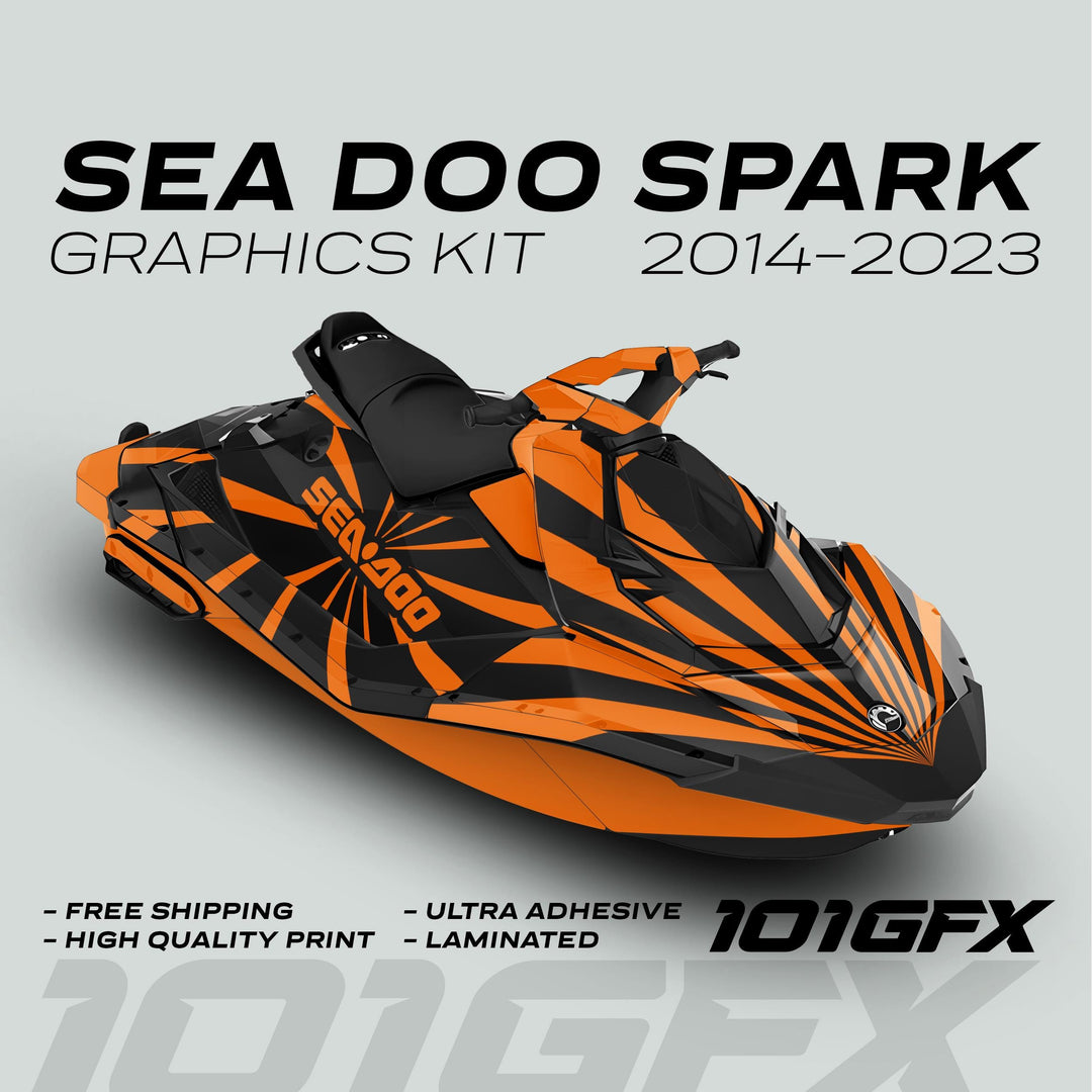 Sea Doo Spark Graphics kit RAYS BLACK ORANGE