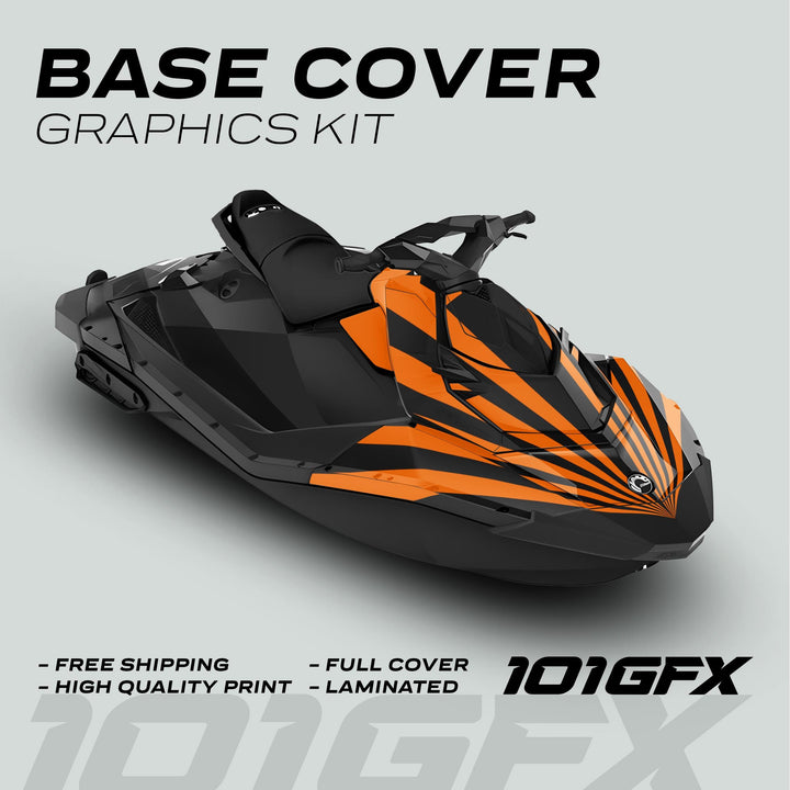 Sea Doo Spark Graphics kit RAYS BLACK ORANGE