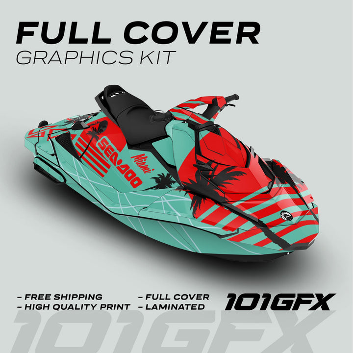 Sea Doo Spark Graphics kit MIAMI MINT RED