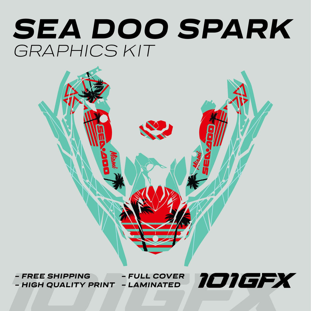 Sea Doo Spark Graphics kit MIAMI MINT RED