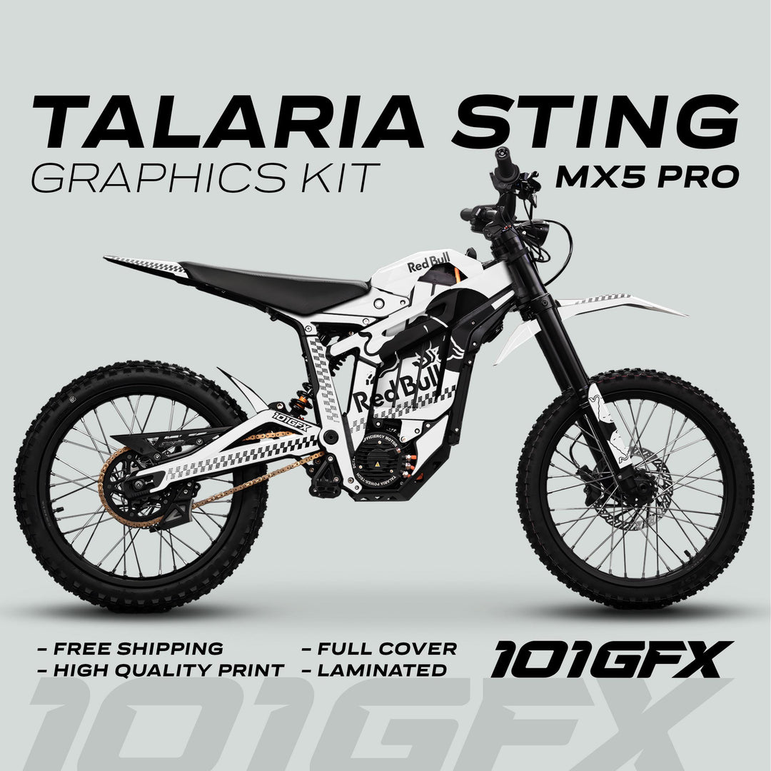 Talaria Sting MX5 PRO Graphics Kit RBULL MONO White Black Decals