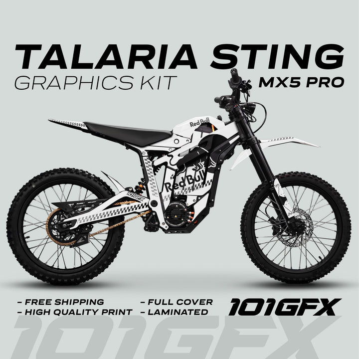 Talaria Sting MX5 PRO Graphics Kit RBULL MONO White Black Decals