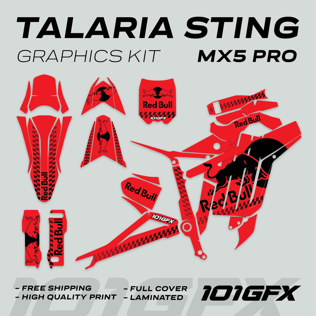 Talaria Sting MX5 PRO Graphics Kit RBULL MONO Red Black Decals