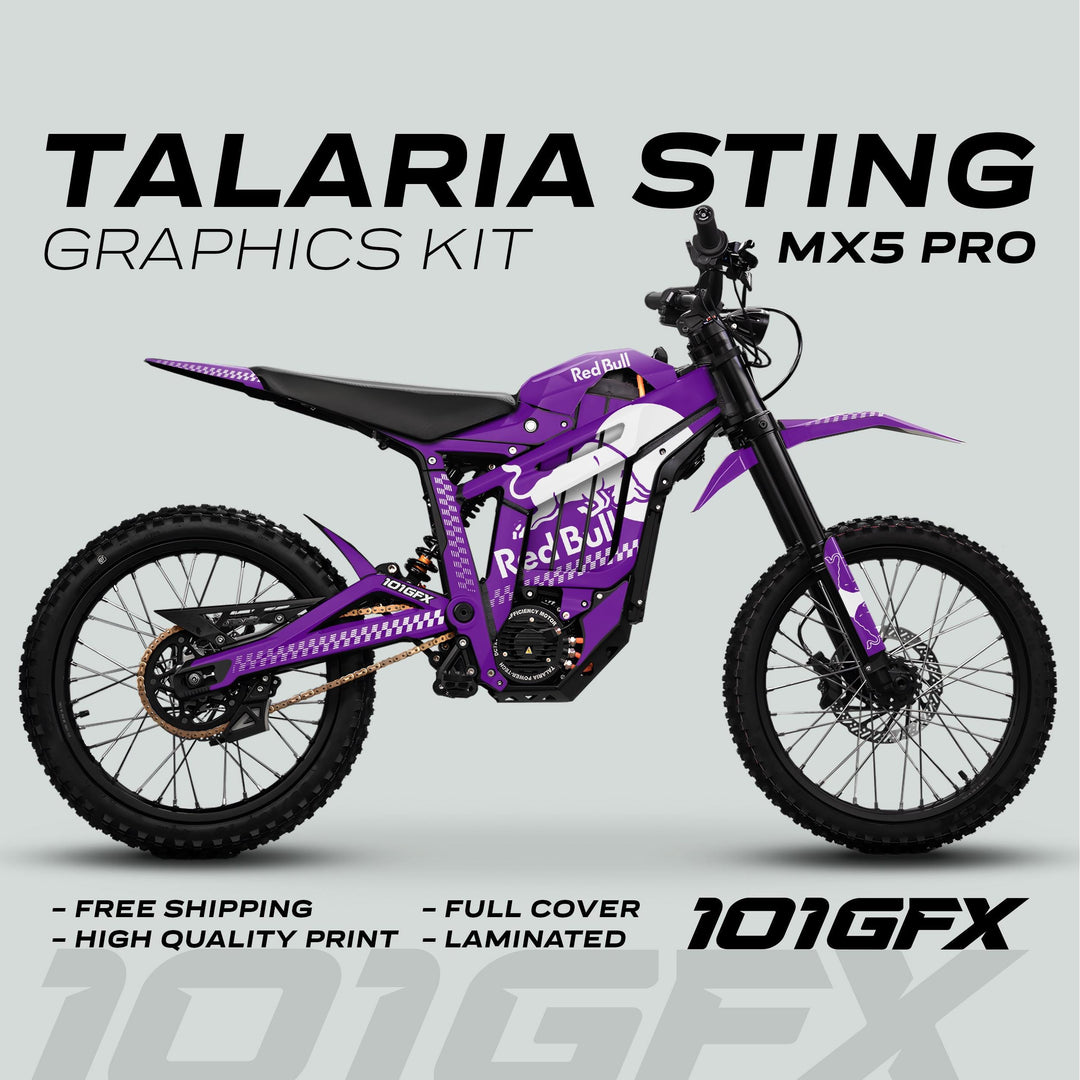 Talaria Sting MX5 PRO Graphics Kit RBULL MONO Purple White Decals