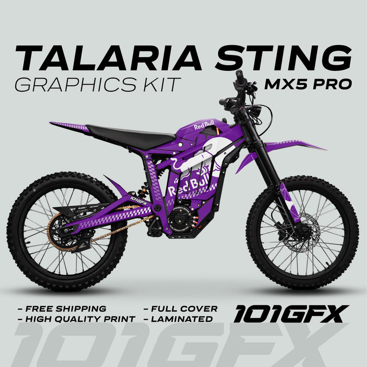 Talaria Sting MX5 PRO Graphics Kit RBULL MONO Purple White Decals