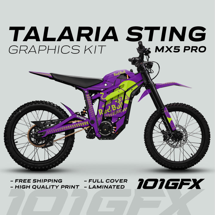 Talaria Sting MX5 PRO Graphics Kit RBULL MONO Purple Green Decals