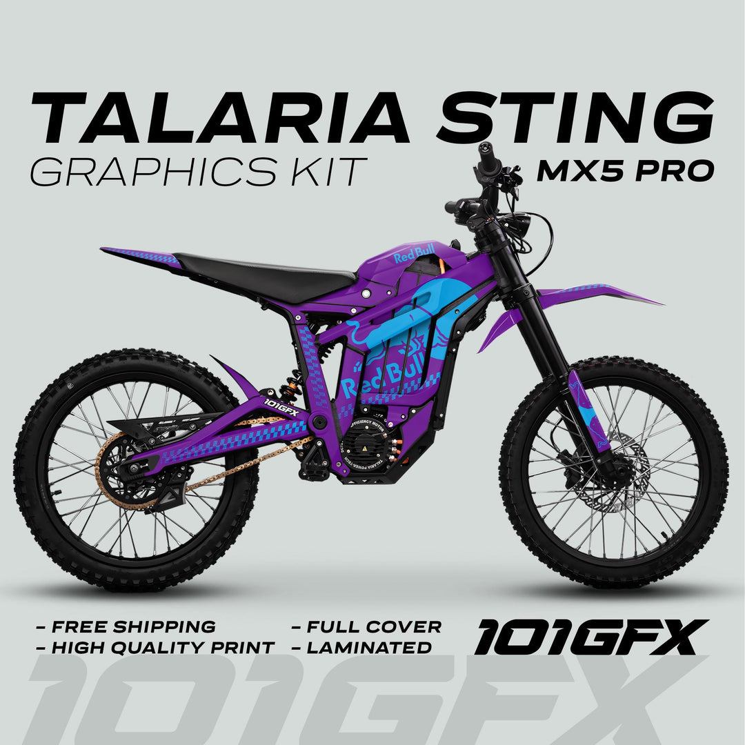 Talaria Sting MX5 PRO Graphics Kit RBULL MONO Purple Cyan Decals