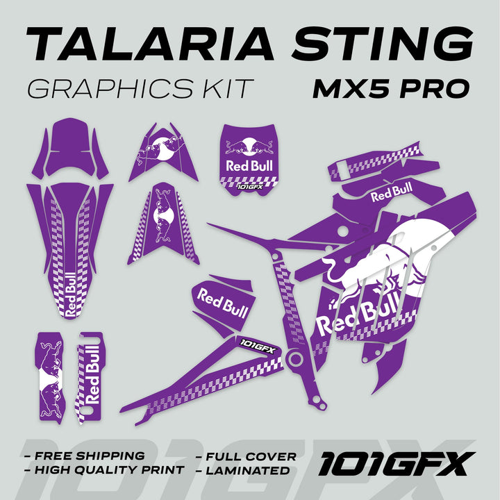 Talaria Sting MX5 PRO Graphics Kit RBULL MONO Purple White Decals