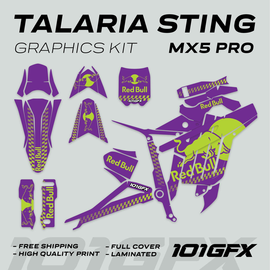 Talaria Sting MX5 PRO Graphics Kit RBULL MONO Purple Green Decals
