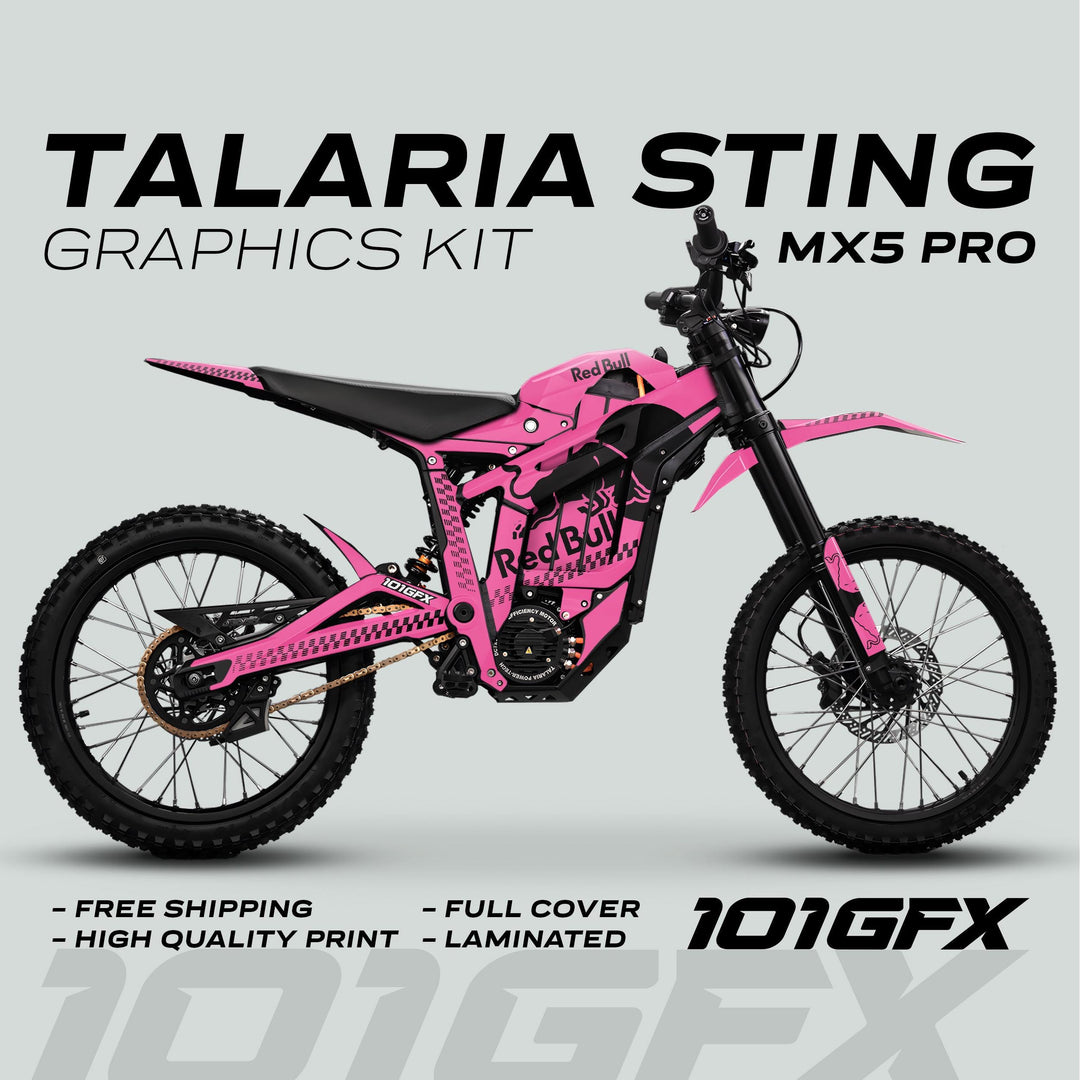 Talaria Sting MX5 PRO Graphics Kit RBULL MONO Pink Black Decals