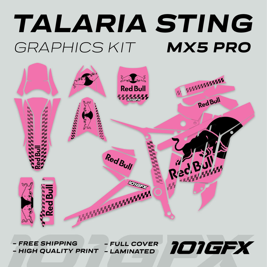 Talaria Sting MX5 PRO Graphics Kit RBULL MONO Pink Black Decals