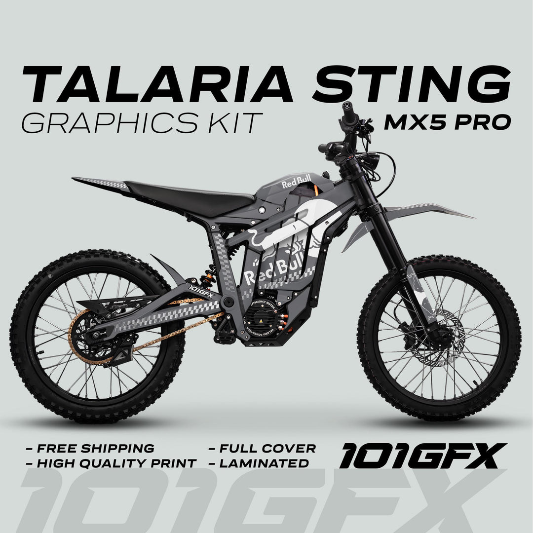 Talaria Sting MX5 PRO Graphics Kit RBULL MONO Grey White Decals