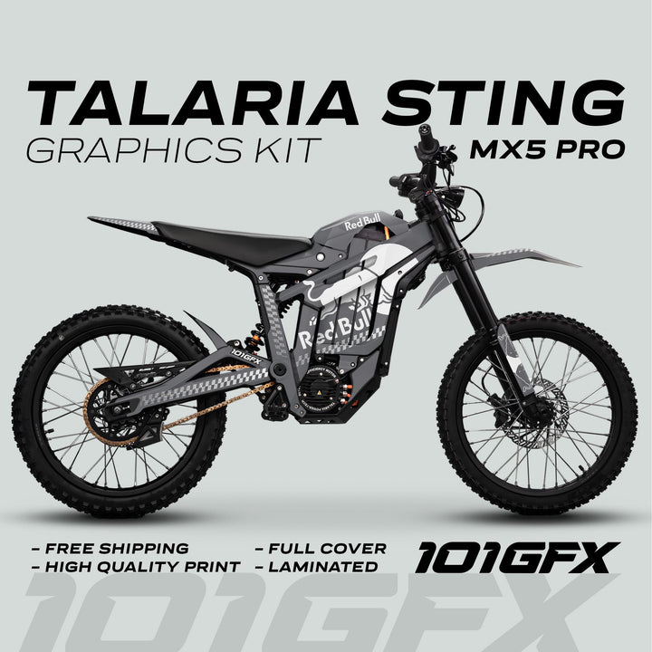 Talaria Sting MX5 PRO Graphics Kit RBULL MONO Grey White Decals