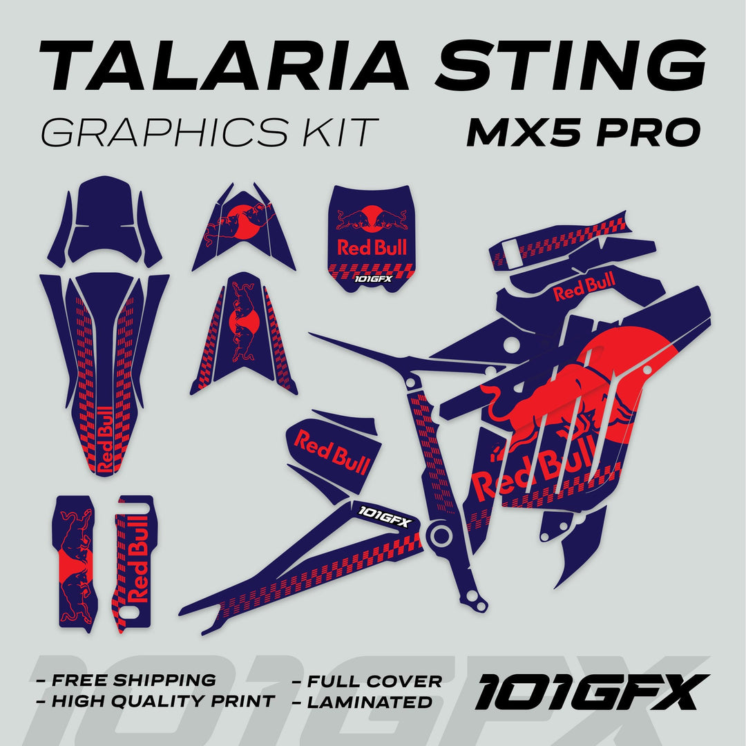Talaria Sting MX5 PRO Graphics Kit RBULL MONO Navy Red Decals