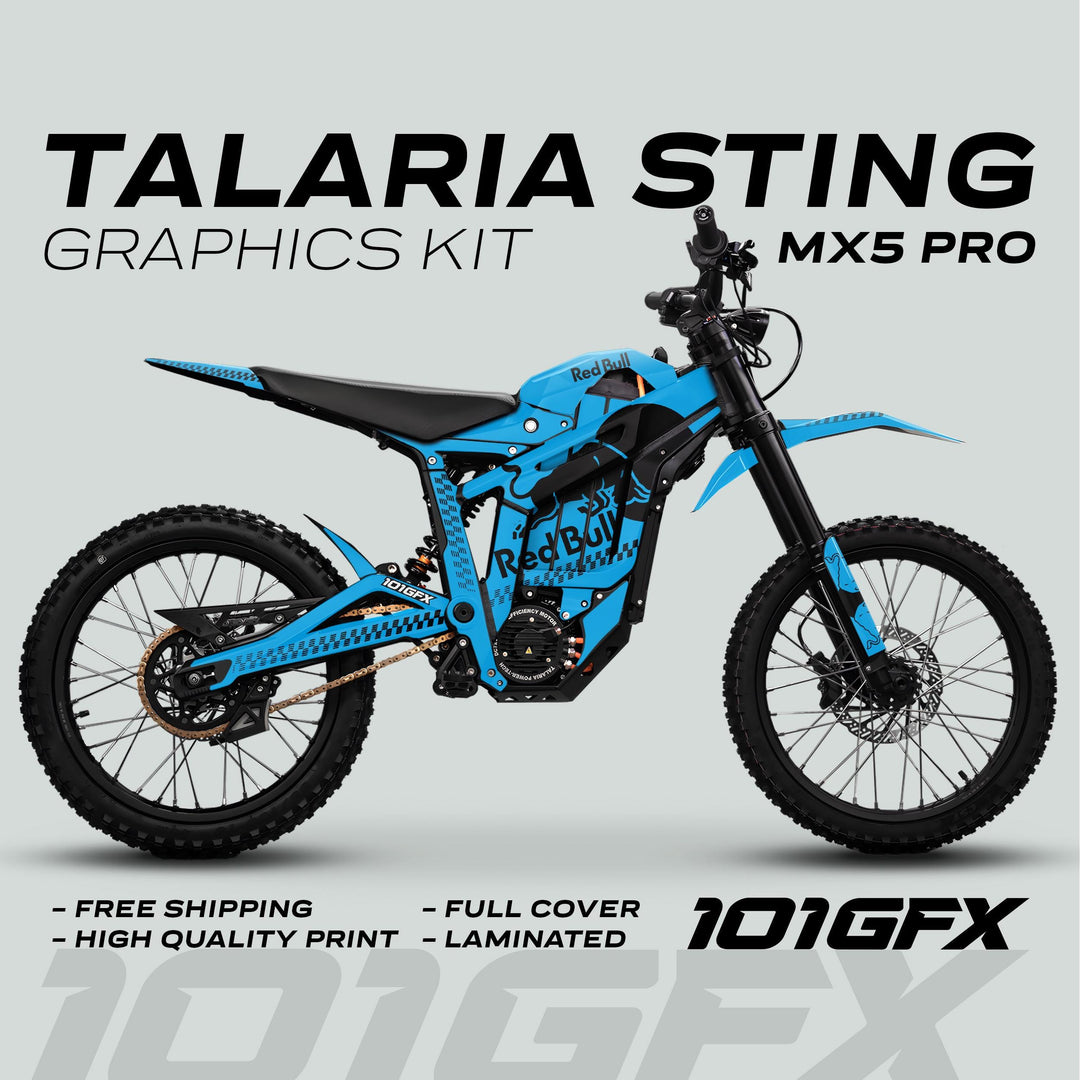 Talaria Sting MX5 PRO Graphics Kit RBULL MONO Cyan Black Decals