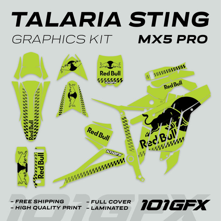 Talaria Sting MX5 PRO Graphics Kit RBULL MONO Green Black Decals