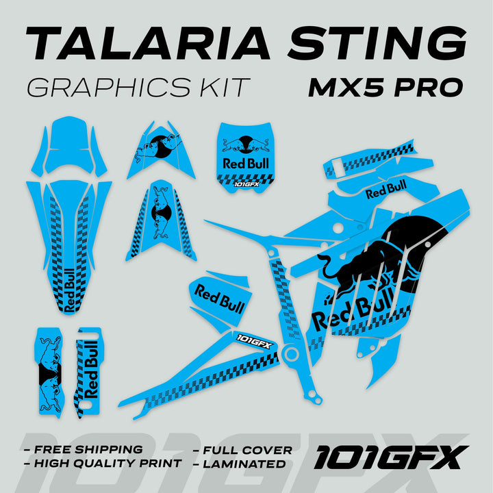 Talaria Sting MX5 PRO Graphics Kit RBULL MONO Cyan Black Decals