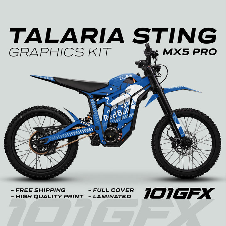 Talaria Sting MX5 PRO Graphics Kit RBULL MONO Blue White Decals