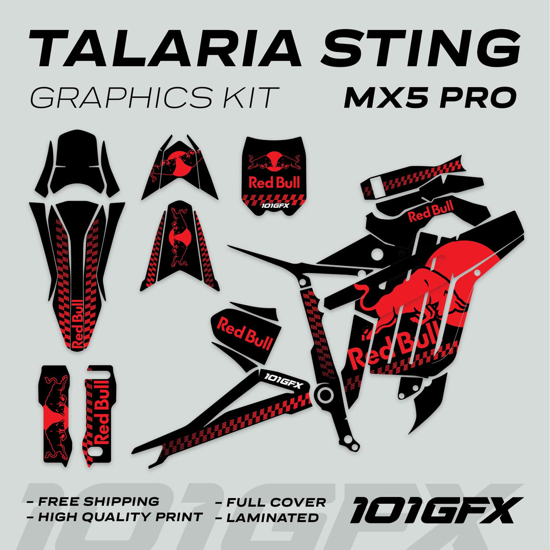 Talaria Sting MX5 PRO Graphics Kit RBULL MONO Black Red Decals