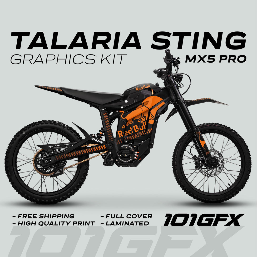 Talaria Sting MX5 PRO Graphics Kit RBULL MONO Black Orange Decals