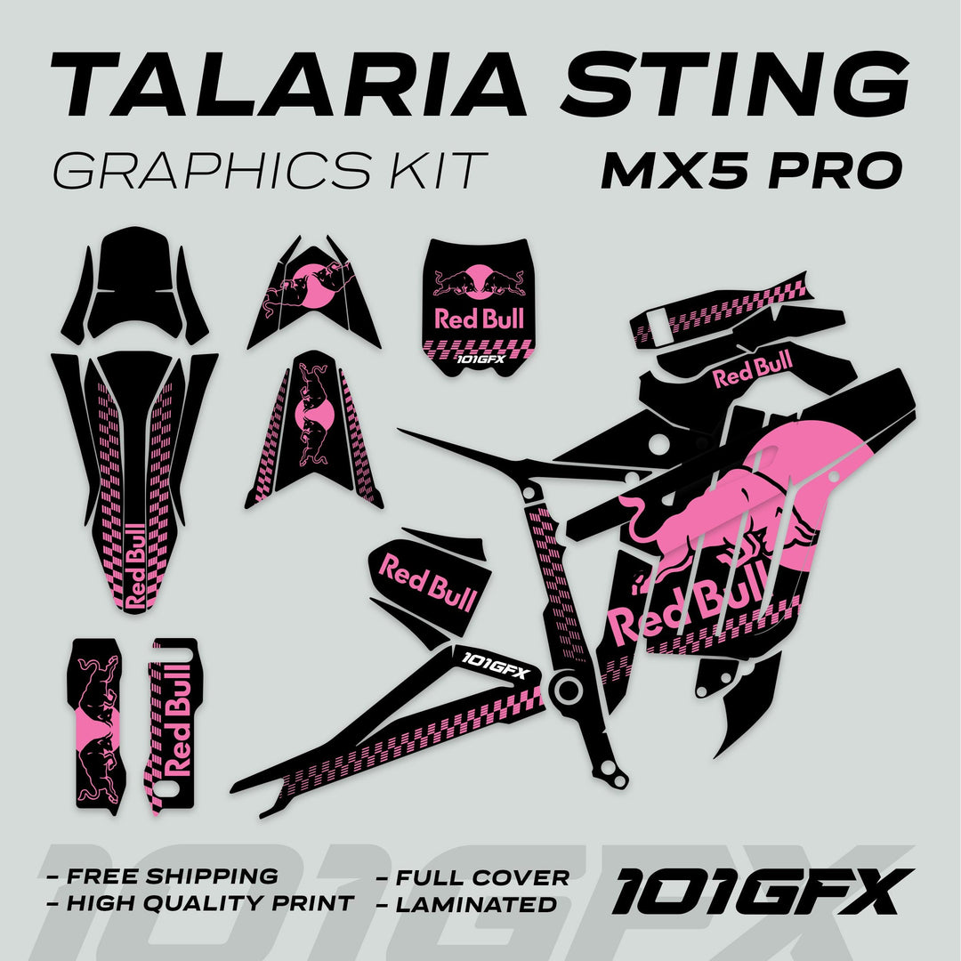 Talaria Sting MX5 PRO Graphics Kit RBULL MONO Black Pink Decals