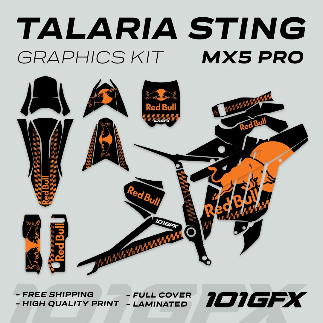 Talaria Sting MX5 PRO Graphics Kit RBULL MONO Black Orange Decals