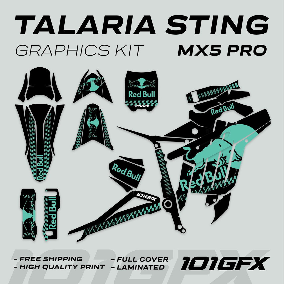 Talaria Sting MX5 PRO Graphics Kit RBULL MONO Black Mint Decals