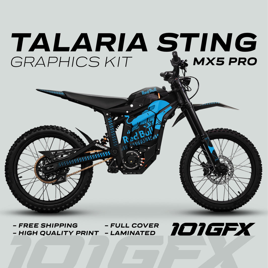 Talaria Sting MX5 PRO Graphics Kit RBULL MONO Black Cyan Decals