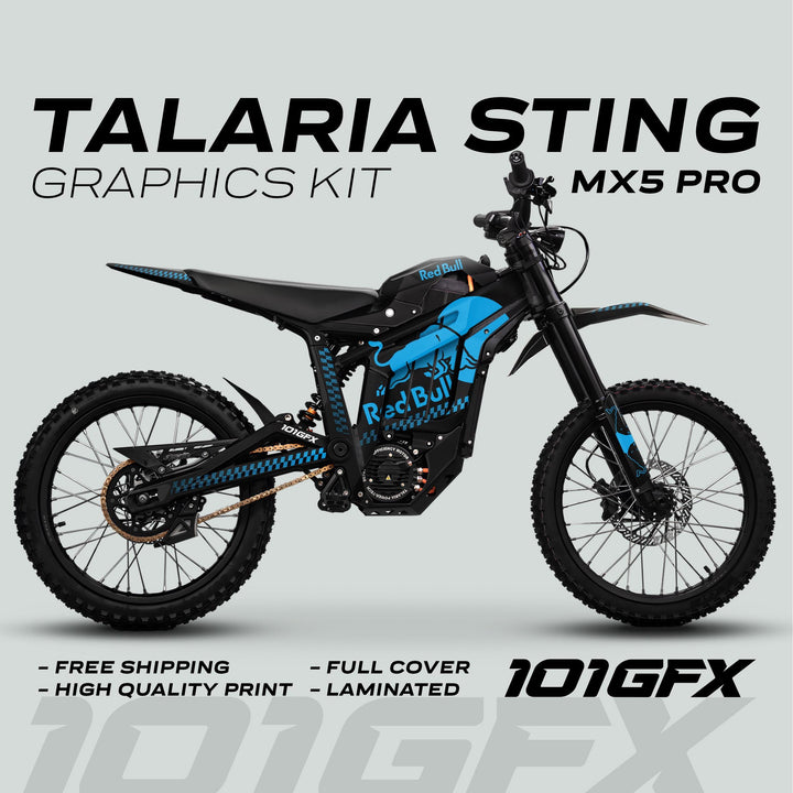 Talaria Sting MX5 PRO Graphics Kit RBULL MONO Black Cyan Decals