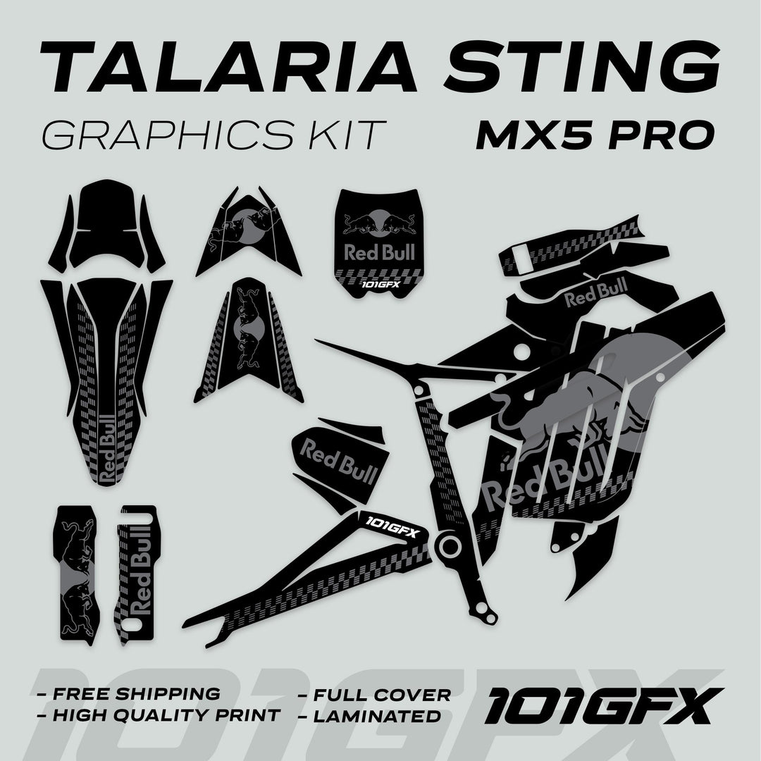 Talaria Sting MX5 PRO Graphics Kit RBULL MONO Black Grey Decals