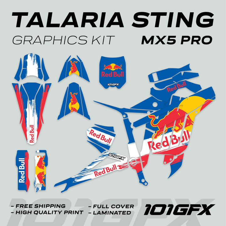 Talaria Sting MX5 PRO Graphics Kit RBULL RACE Blue Decals