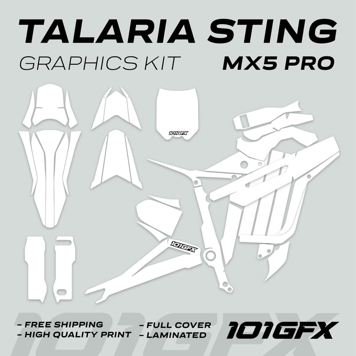 Talaria Sting MX5 PRO Graphics Kit SOLID COLOR White Decals