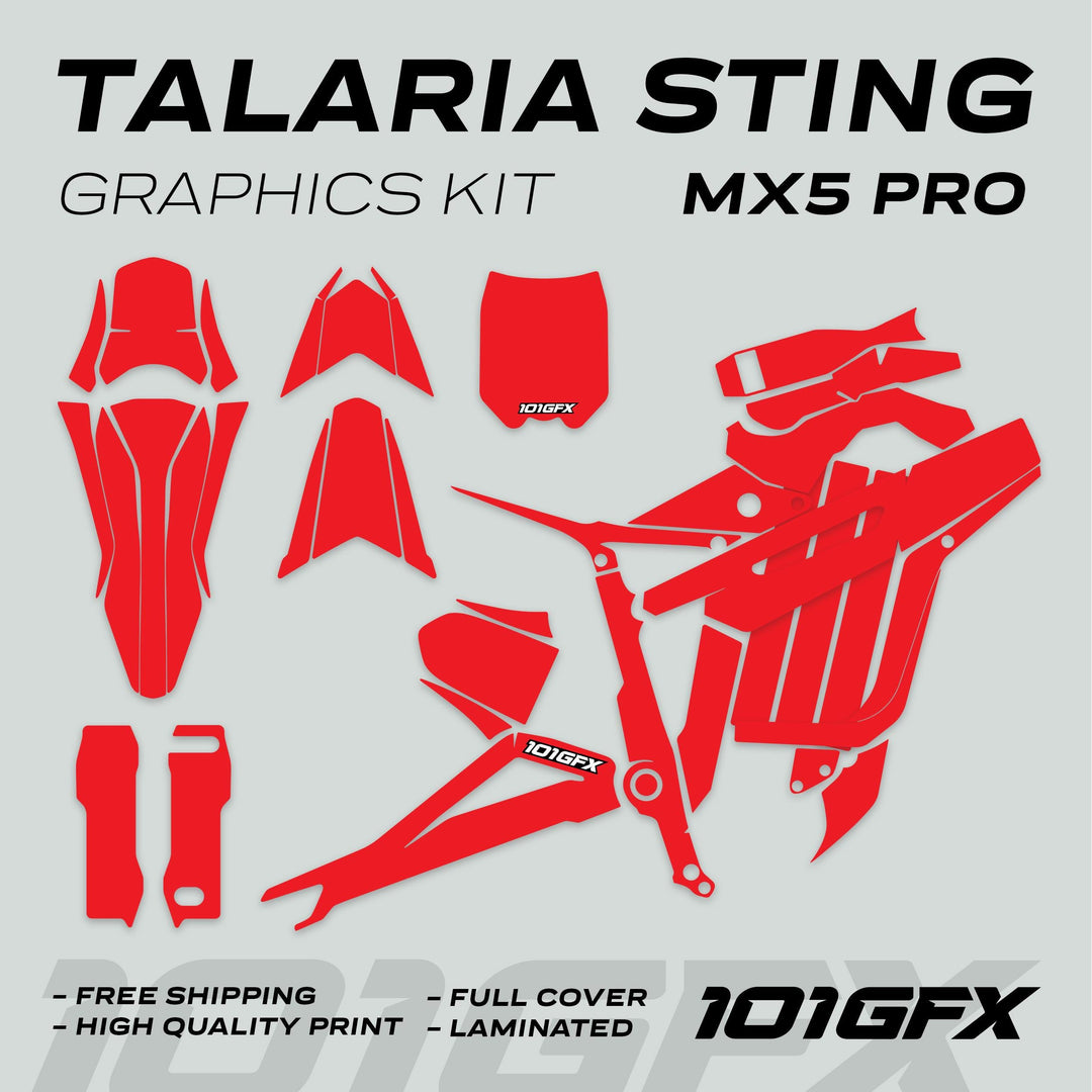 Talaria Sting MX5 PRO Graphics Kit SOLID COLOR Red Decals