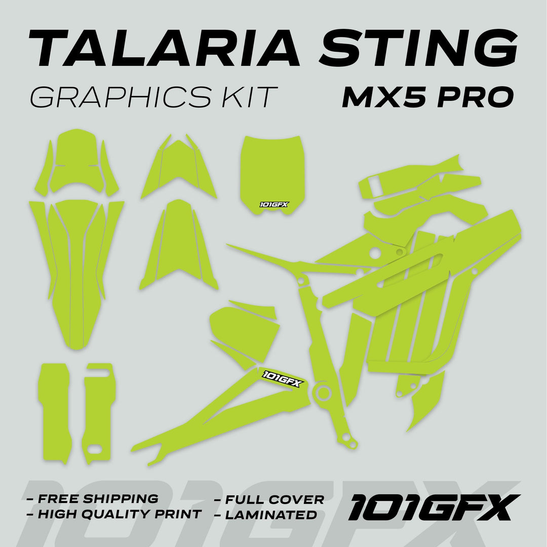 Talaria Sting MX5 PRO Graphics Kit SOLID COLOR Green Decals