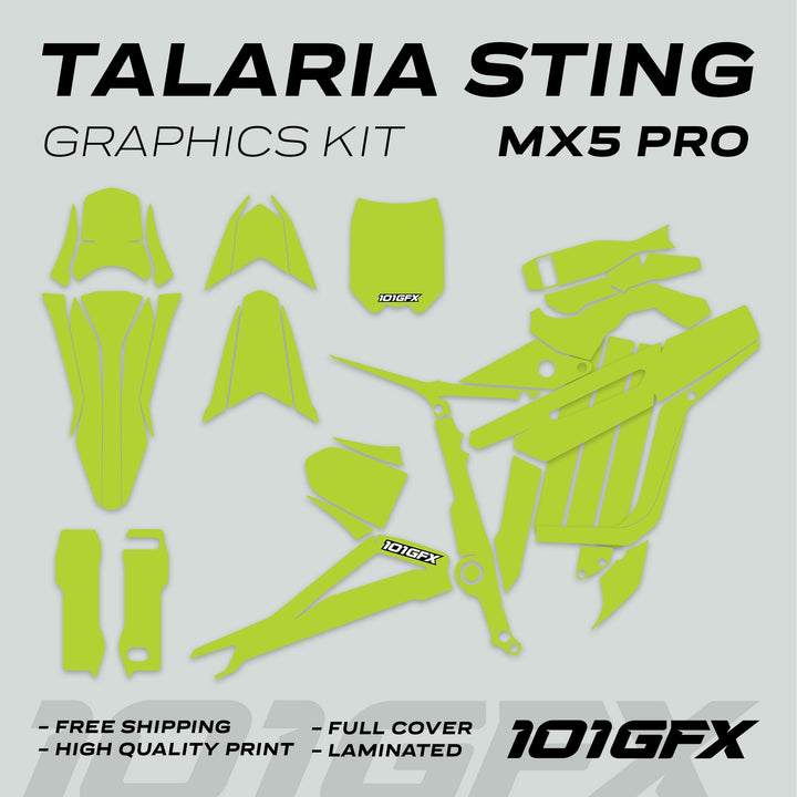 Talaria Sting MX5 PRO Graphics Kit SOLID COLOR Green Decals