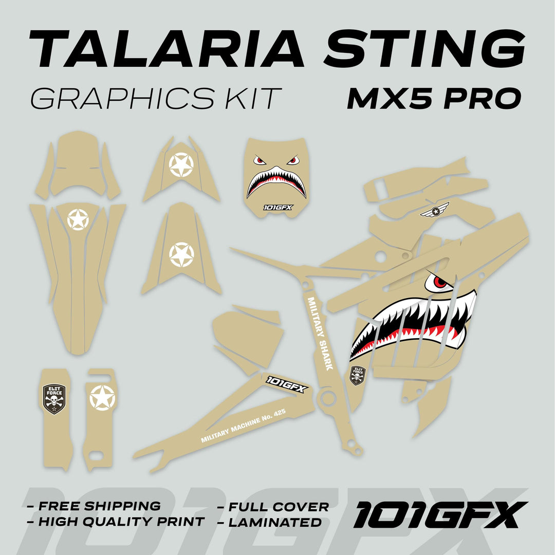Talaria Sting MX5 PRO Graphics Kit MILITARY SHARK Sand Decals