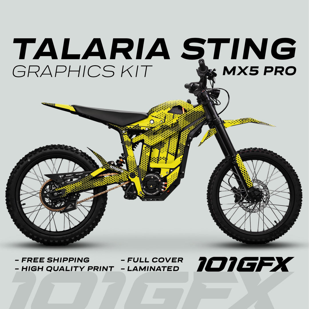 Talaria Sting MX5 PRO Graphics Kit HEXOCAM YELLOW Decals