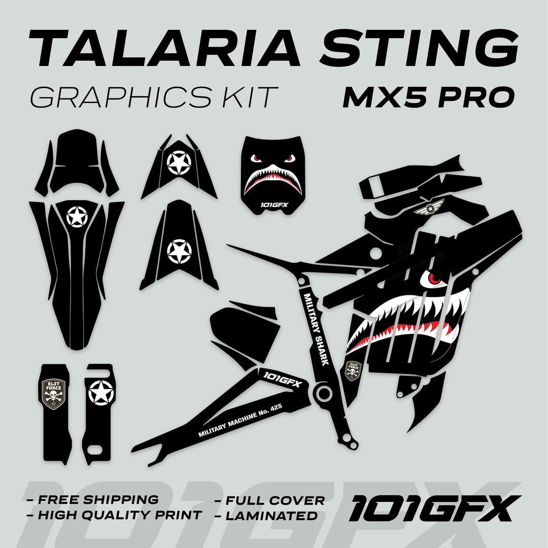 Talaria Sting MX5 PRO Graphics Kit MILITARY SHARK Black Decals