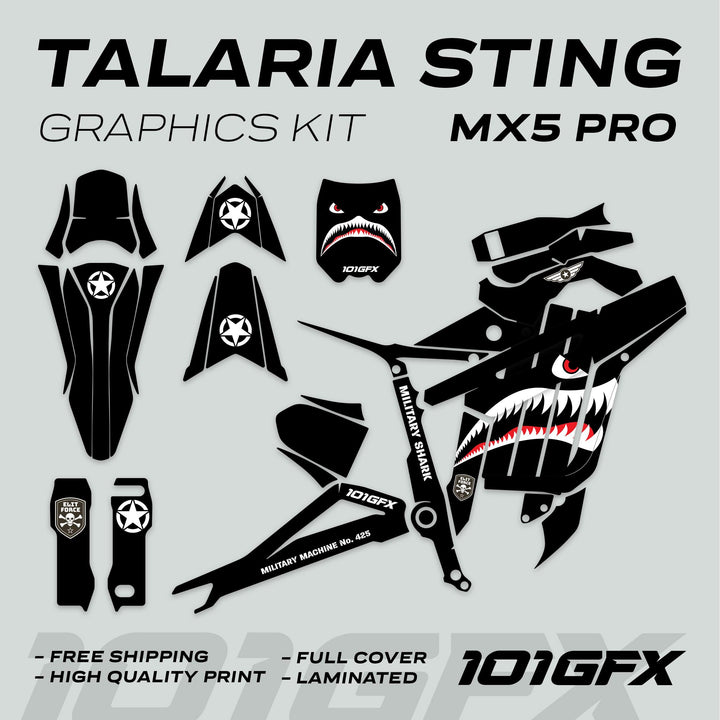 Talaria Sting MX5 PRO Graphics Kit MILITARY SHARK Black Decals
