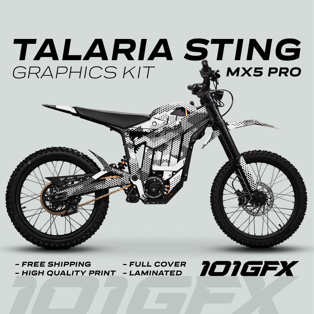 Talaria Sting MX5 PRO Graphics Kit HEXOCAM WHITE Decals