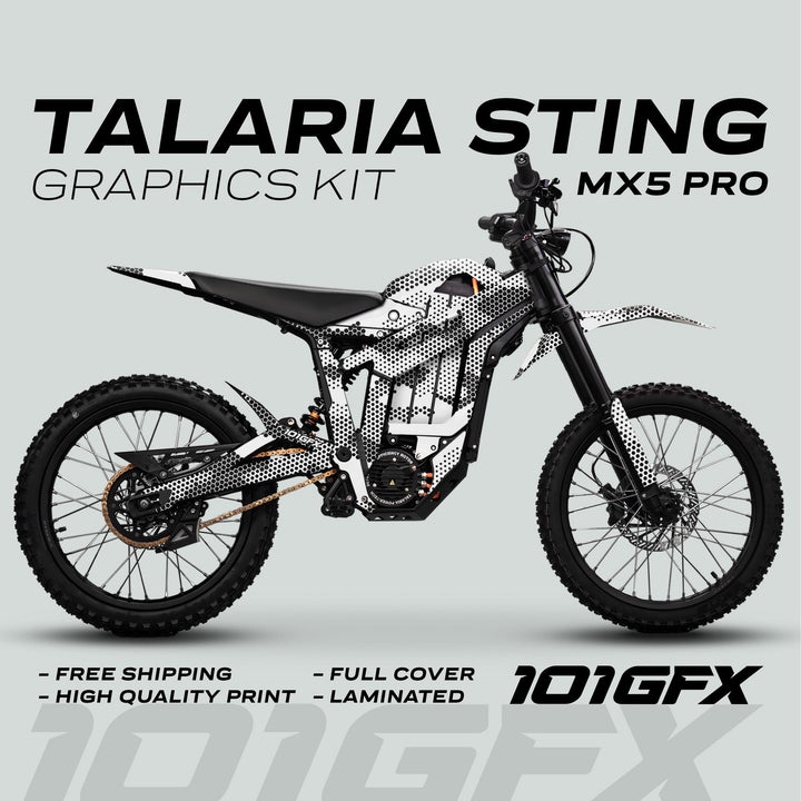 Talaria Sting MX5 PRO Graphics Kit HEXOCAM WHITE Decals